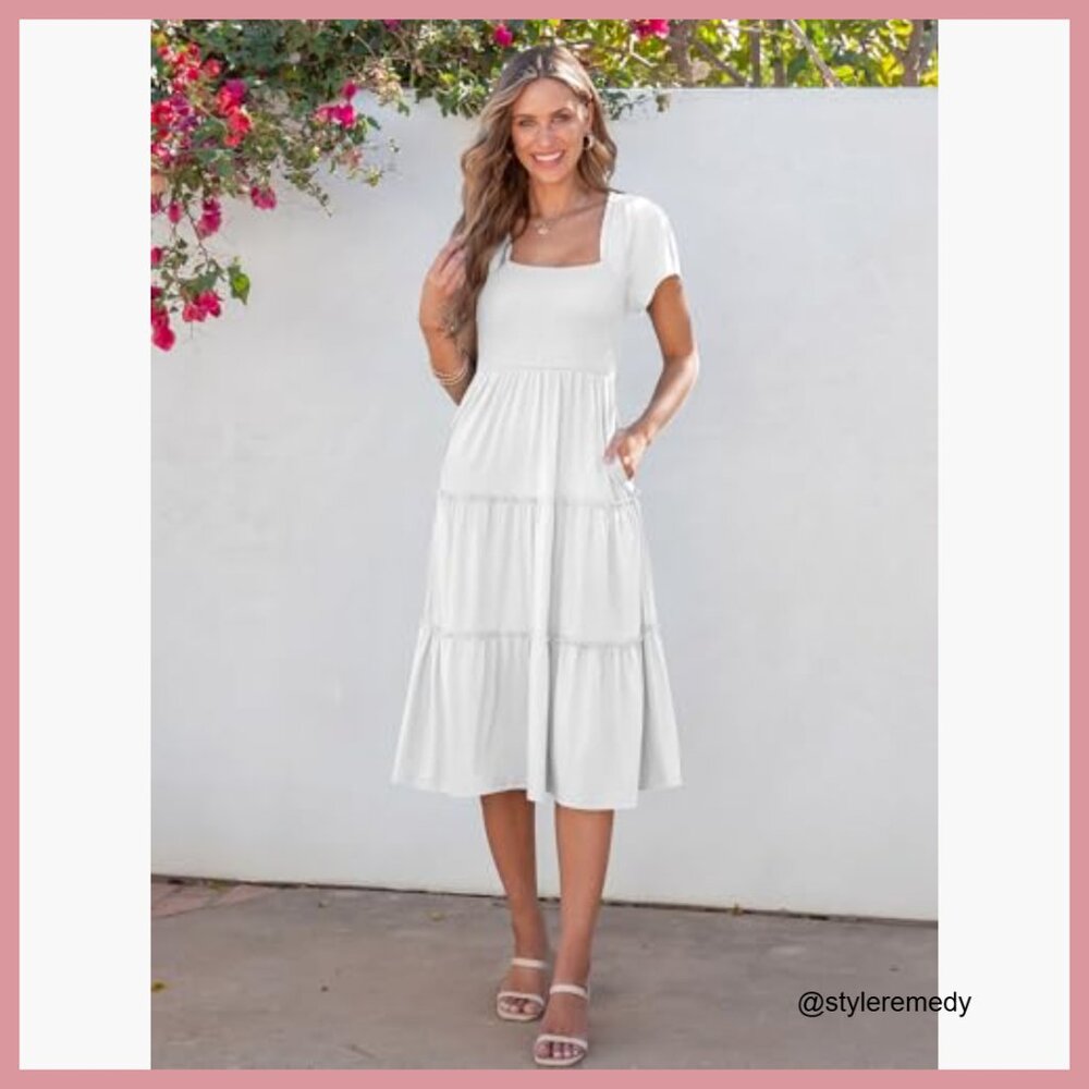 Rayon Polyester Elastane Square Neck Flutter Slee… - image 6